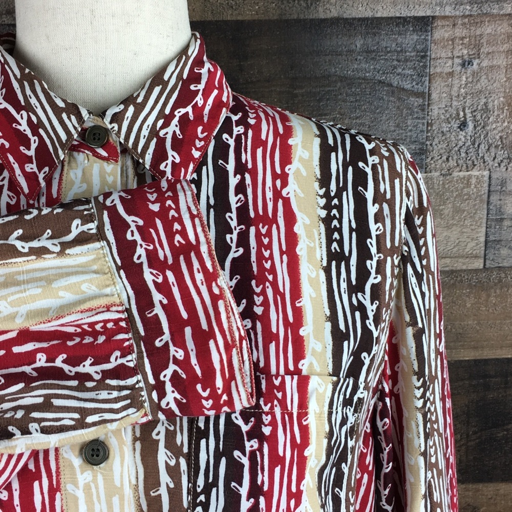 Alfred Dunner Print Button Down Top Shirt Size 8 - Picture 5 of 13